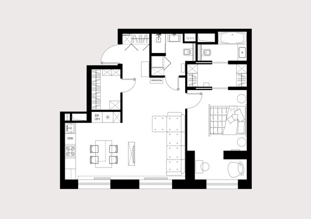 Фото из портфолио Жк Родной город 64 м2 – фотографии дизайна интерьеров на INMYROOM
