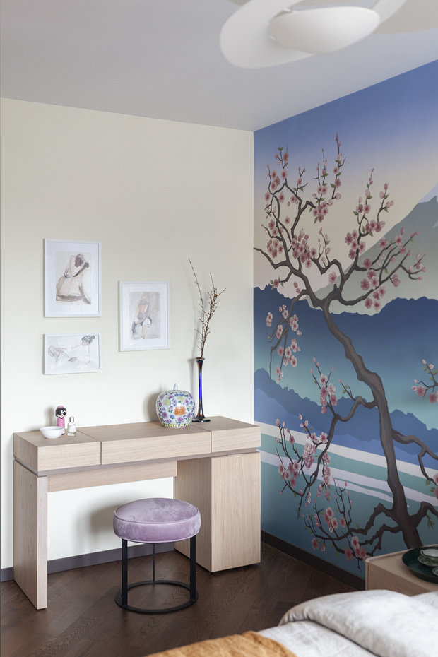 Фотография: Спальня в стиле Современный, Восточный, Квартира, Проект недели, Москва, Юлия Веселова, 3 комнаты, Более 90 метров – фото на INMYROOM