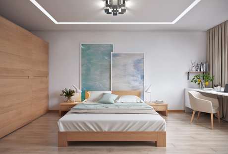 Светлая спальня с лоджией