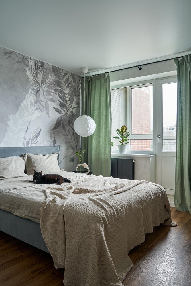 Фотография: Спальня в стиле Современный, Квартира, Проект недели, Санкт-Петербург, Панельный дом, 2 комнаты, 40-60 метров, 137, Евгения Аборина – фото на INMYROOM