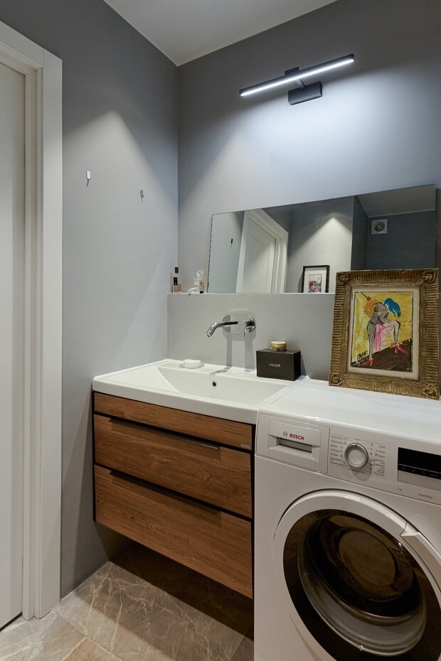 Фотография: Ванная в стиле Скандинавский, Эклектика, Винтажный, Малогабаритная квартира, Проект недели, Москва, 1 комната, до 40 метров, N.Interior, Анастасия Григорян – фото на INMYROOM