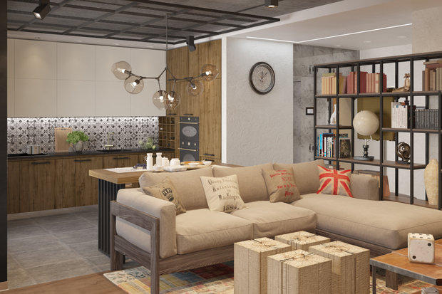 Фотография: Кухня и столовая в стиле Лофт, Квартира, Проект недели, Москва, Ольга Райская, Монолитный дом, 2 комнаты, 60-90 метров – фото на INMYROOM