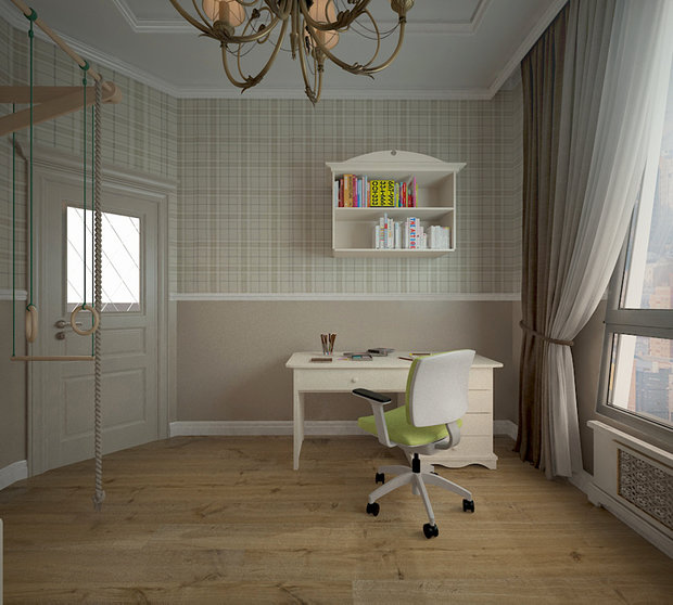 Визуализация интерьера кабинета в классическом стиле