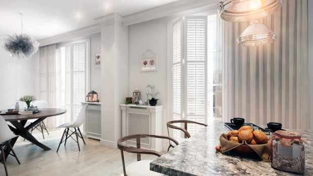 Визуализация интерьера кухни в скандинавском стиле