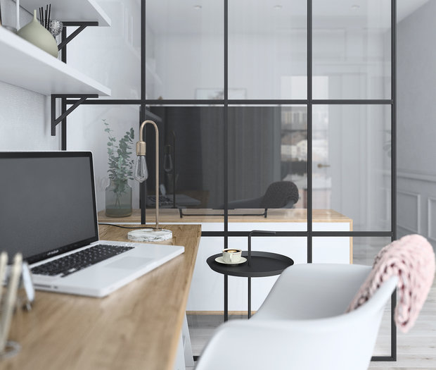 Фотография: Кабинет в стиле Скандинавский, Современный, Квартира, Проект недели, Балашиха, Монолитный дом, 4 и больше, Более 90 метров, Нина Шуберт – фото на INMYROOM