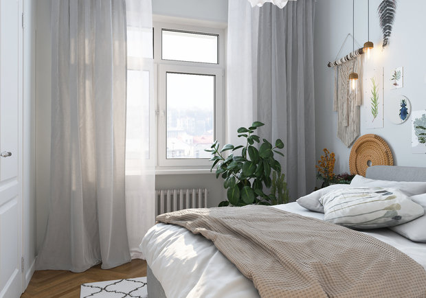 Фотография: Спальня в стиле Скандинавский, Современный, Квартира, Проект недели, Москва, 2 комнаты, 60-90 метров, Марина Меренкова – фото на INMYROOM