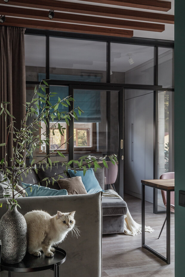 Фотография: Гостиная в стиле Лофт, Современный, Эклектика, Малогабаритная квартира, Квартира, Студия, Проект недели, Эко, Сочи, Монолитный дом, до 40 метров, 40-60 метров, Studiome design, Юлия Фана – фото на INMYROOM