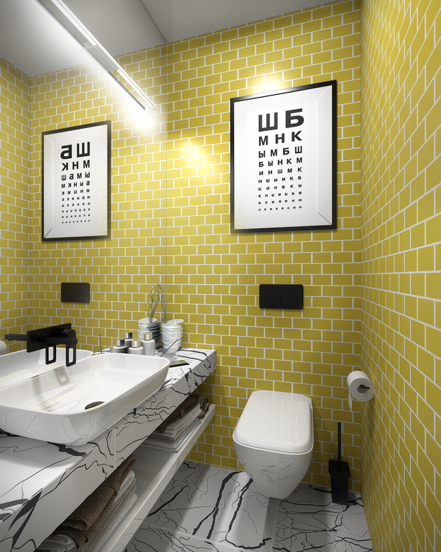 Фотография: Ванная в стиле Скандинавский, Советы, Желтый, Виктория Тарасова – фото на INMYROOM