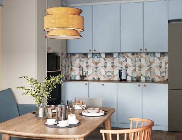 Фотография: Кухня и столовая в стиле Современный, Квартира, Проект дня, Московская область, Ирина Собыленская, 3 комнаты, 40-60 метров, Монолитно-кирпичный – фото на INMYROOM