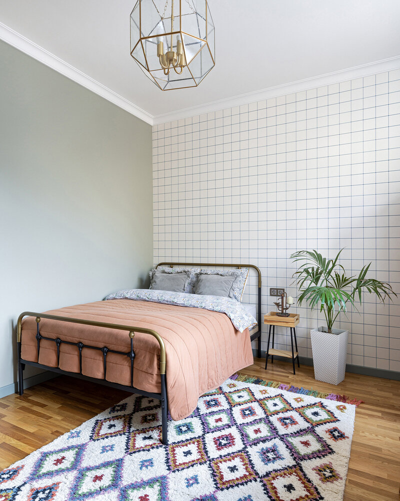 Фотография: Спальня в стиле Скандинавский, Современный, Винтажный, Квартира, Советы, Москва, Сталинка, 3 комнаты, Более 90 метров, Наталья Васильева – фото на INMYROOM