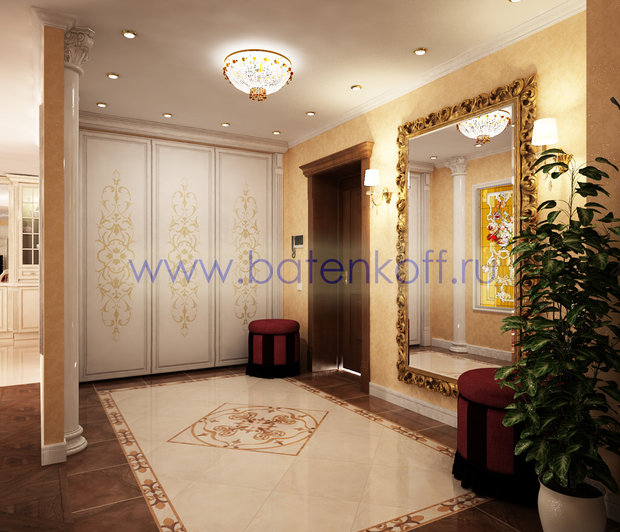 Фото из портфолио Дизайн проект прихожей в классическом стиле на Юмашева от дизайн студии Батенькофф. – фотографии дизайна интерьеров на InMyRoom.ru