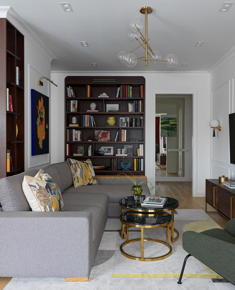 Фотография: Гостиная в стиле Современный, Квартира, Проект недели, Москва, 4 и больше, Более 90 метров, Ксения Мезенцева – фото на INMYROOM