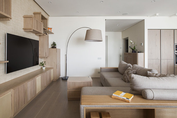 Фотография: Гостиная в стиле Восточный, Минимализм, Квартира, Проект недели, Москва, Эко, новостройка, Ариана Ахмад, Татьяна Карякина, Монолитный дом, 4 и больше, Более 90 метров – фото на INMYROOM