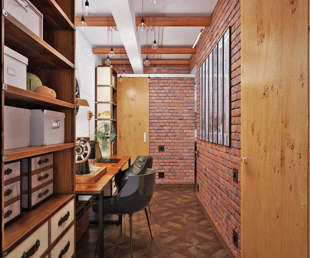 Фото из портфолио Винтаж, натуральный кирпич, индустриал: отличное сочетание в спальне – фотографии дизайна интерьеров на INMYROOM