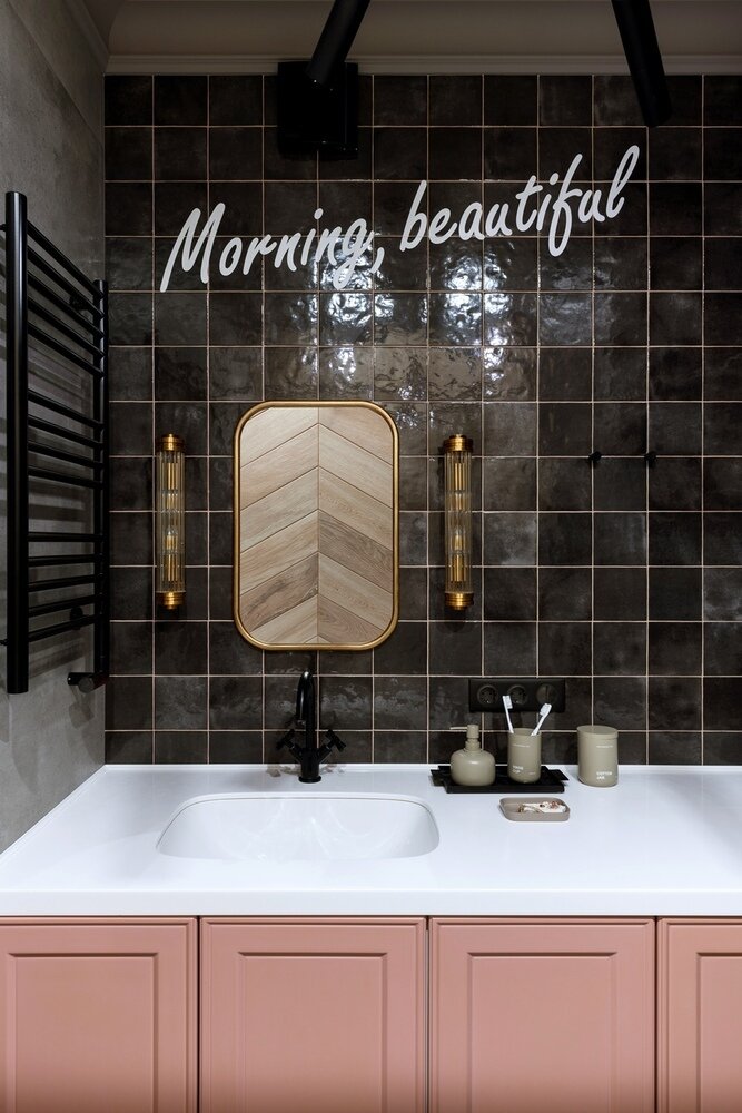 Фотография: Ванная в стиле Современный, Эклектика, Квартира, Проект недели, Новосибирск, 3 комнаты, 60-90 метров, Анастасия Каширская, Анна Бузик – фото на INMYROOM