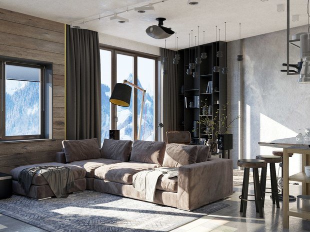 Фото из портфолио Брутальная, двухуровневая квартира в Сочи – фотографии дизайна интерьеров на INMYROOM