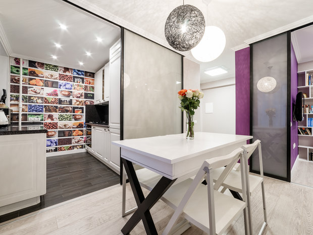 Фотография: Кухня и столовая в стиле Современный, Квартира, Минимализм, Проект недели, Москва, ИКЕА, «Уютная квартира», Villeroy&Boch, Наталья Преображенская, Ольга Розина, Кирпичный дом по индивидуальному проекту – фото на INMYROOM