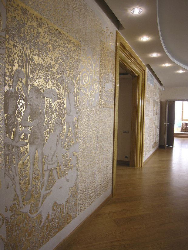 Фото из портфолио Декоративно-рельефная роспись по мотивам старинных гобеленов – фотографии дизайна интерьеров на INMYROOM