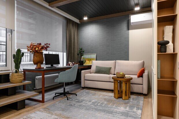 Фотография: Кабинет в стиле Современный, Проект дня, Новосибирск, 4 и больше, Более 90 метров, Эксклюзивные проекты, Полина Степанова, эклектичный с элементами этники и современного дизайна – фото на INMYROOM