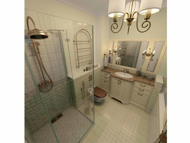 Фото из портфолио "Сохраняя традиции". Проект ванной, прихожей и кухни (21 кв.м). – фотографии дизайна интерьеров на INMYROOM