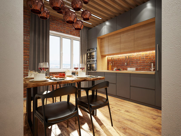 Фото из портфолио Кухня-гостиная в проекте "Архитектурная" – фотографии дизайна интерьеров на INMYROOM