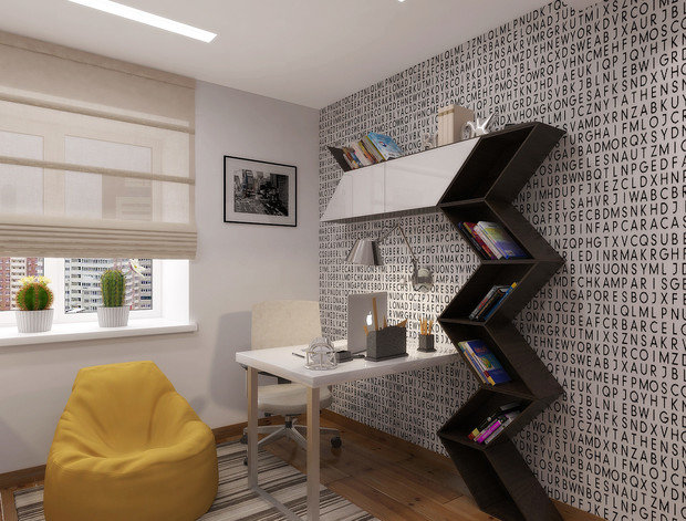 Фотография: Офис в стиле Эклектика, Квартира, Дома и квартиры, Перепланировка – фото на INMYROOM