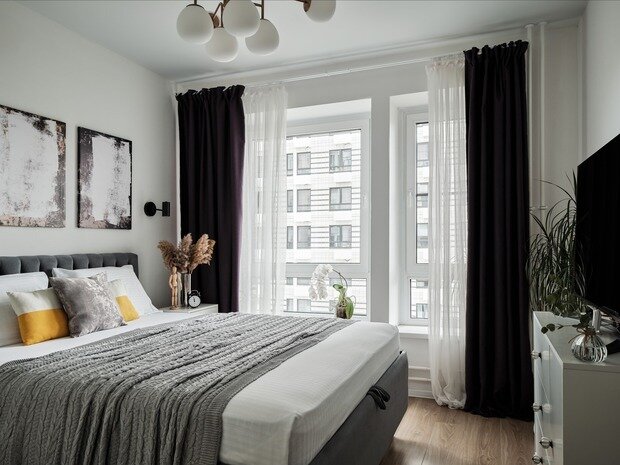 Фотография: Спальня в стиле Скандинавский, Современный, Квартира, Проект дня, 2 комнаты, 60-90 метров, Люберцы, Алена Савваева – фото на INMYROOM