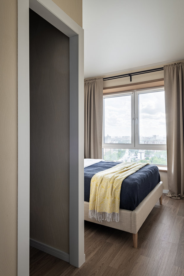 Фотография: Спальня в стиле Современный, Квартира, Проект недели, Москва, 2 комнаты, до 40 метров, Екатерина Проскурина – фото на INMYROOM