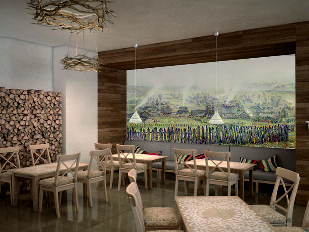 Фото из портфолио Дизайн-проект Кафе русской кухни "Пень-Пнем" г. Череповец  – фотографии дизайна интерьеров на INMYROOM