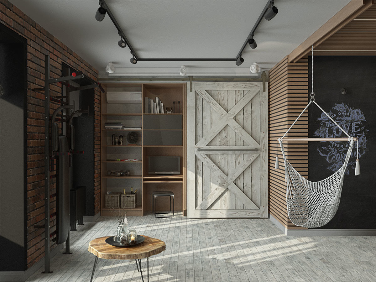 Фотография: Гостиная в стиле Лофт, Современный, Квартира, Студия, Проект недели, Дмитровский район, Евгения Ермолаева, EEDS, 40-60 метров, Монолитно-кирпичный, ЖК «Пятиречье» – фото на INMYROOM