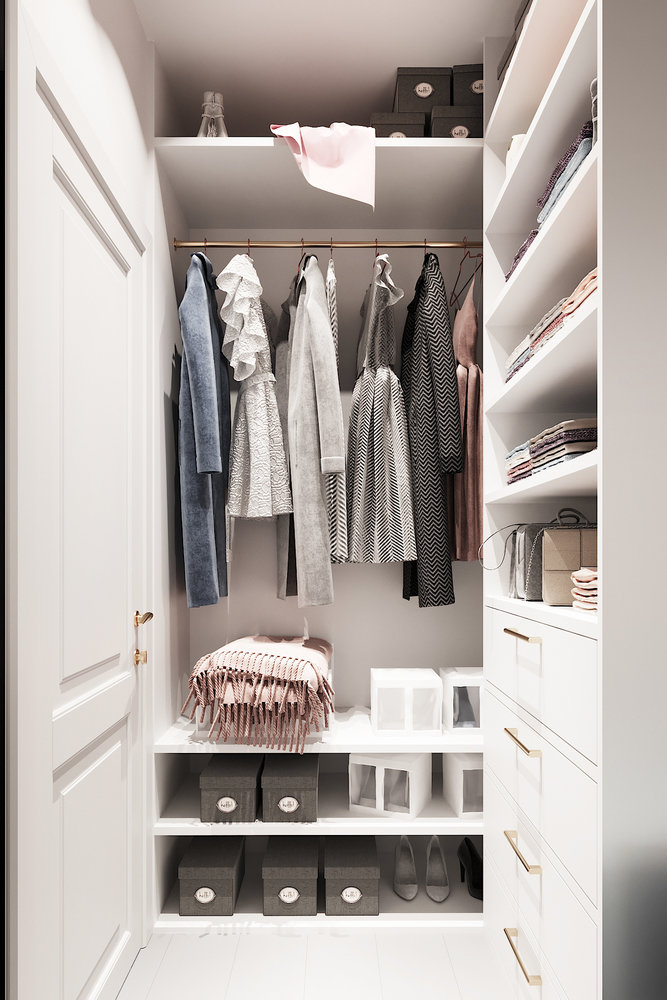 Фотография: Гардеробная в стиле Современный, Квартира, Проект недели, Санкт-Петербург, Елена Иванова, 3 комнаты, Более 90 метров – фото на INMYROOM