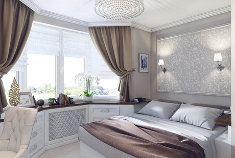 Уютная спальня в светлых тонах