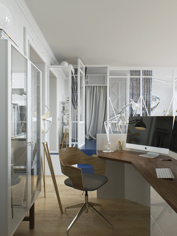 Фотография: Кабинет в стиле Скандинавский, Современный, Квартира, Проект недели, Санкт-Петербург, Кирпичный дом, 3 комнаты, 60-90 метров, Маргарита Рассказова – фото на INMYROOM