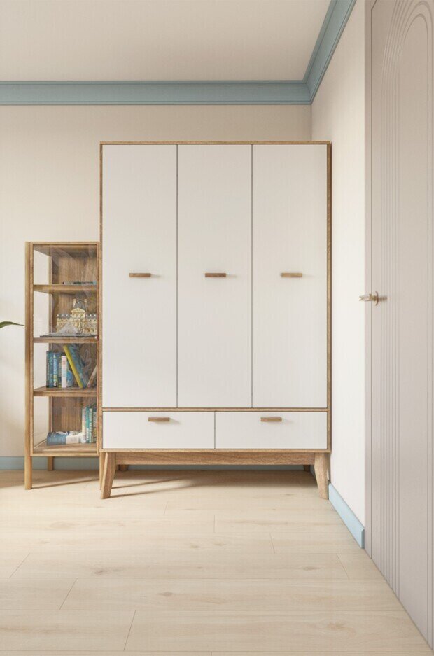 Визуализация интерьера прихожей в стиле скандинавском с элементами джапанди