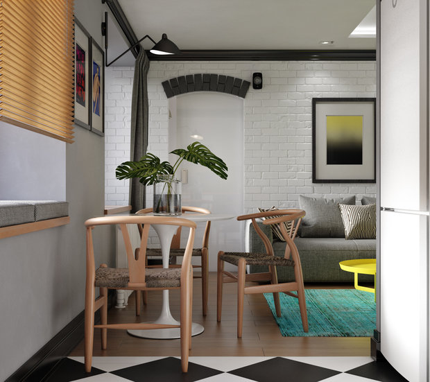 Фото из портфолио Яркий скандинавский интерьер в хрущевке: проект в Москве – фотографии дизайна интерьеров на INMYROOM