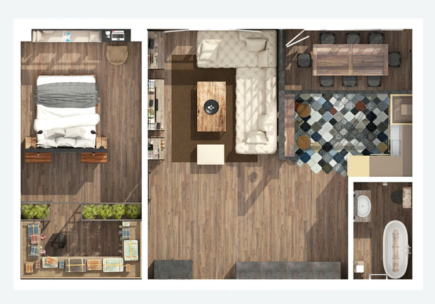 Фотография: Планировки в стиле , Лофт, Квартира, Дома и квартиры, Проект недели, Перепланировка, Переделка, КТ – фото на INMYROOM