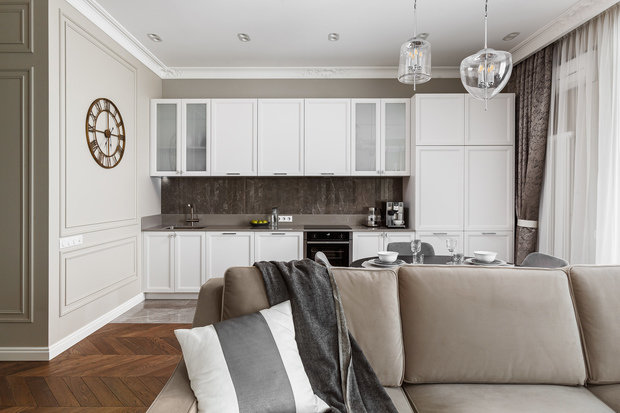 Фотография: Кухня и столовая в стиле Классический, Современный, Квартира, Проект недели, Москва, Татьяна Воронцова, 3 комнаты, 60-90 метров – фото на INMYROOM