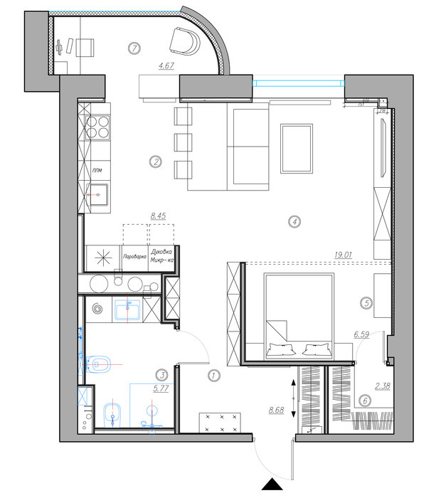 Фото из портфолио Однокомнатная квартира в Москве в жилом комплексе Семеновский. – фотографии дизайна интерьеров на INMYROOM
