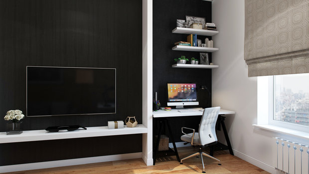 Фотография: Кабинет в стиле Скандинавский, Современный, Квартира, Проект недели, Санкт-Петербург, новостройка, Дарья Пикова, Монолитный дом, 4 и больше, Более 90 метров – фото на INMYROOM