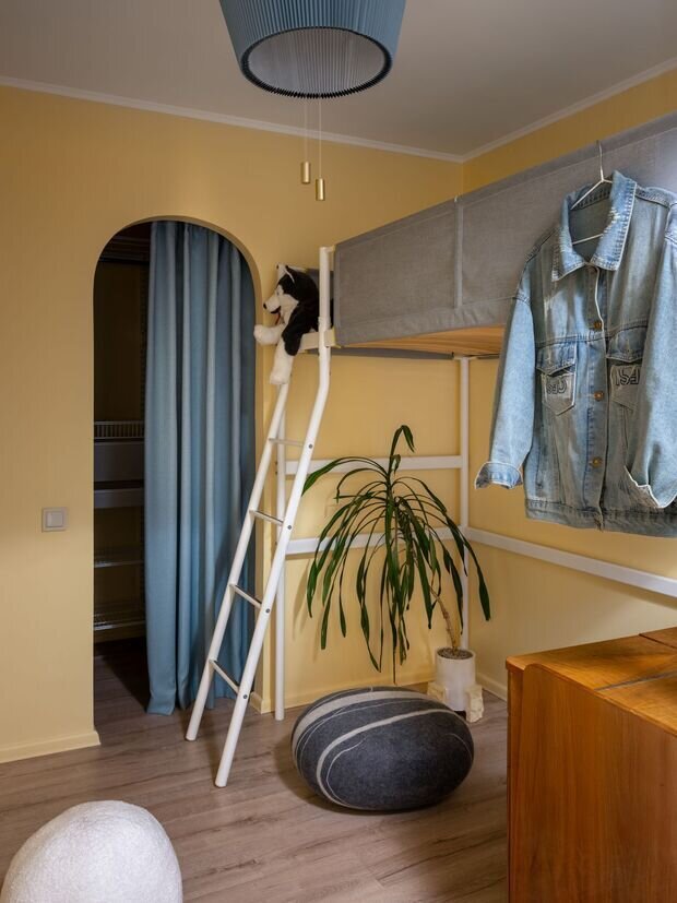 Фотография: Спальня в стиле Скандинавский, Современный, Эклектика, Винтажный, Квартира, Проект дня, Москва, Хрущевка, 2 комнаты, 40-60 метров, Настасья Дуленко – фото на INMYROOM