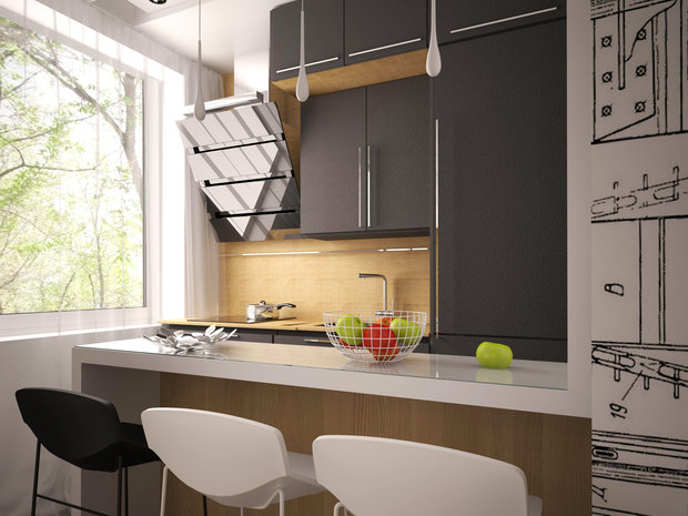 Фотография: Кухня и столовая в стиле Скандинавский, Современный, Малогабаритная квартира, Квартира, Хрущевка – фото на INMYROOM