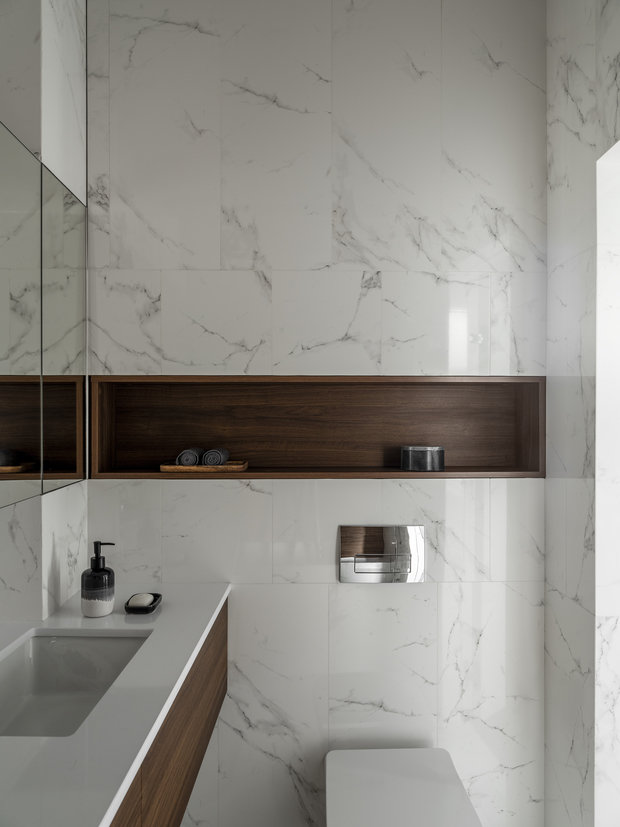 Фотография: Ванная в стиле Современный, Минимализм, Малогабаритная квартира, Квартира, Проект недели, Санкт-Петербург, Алексей Иванов, Geometrium, 2 комнаты, до 40 метров, Александра Андриянова – фото на INMYROOM