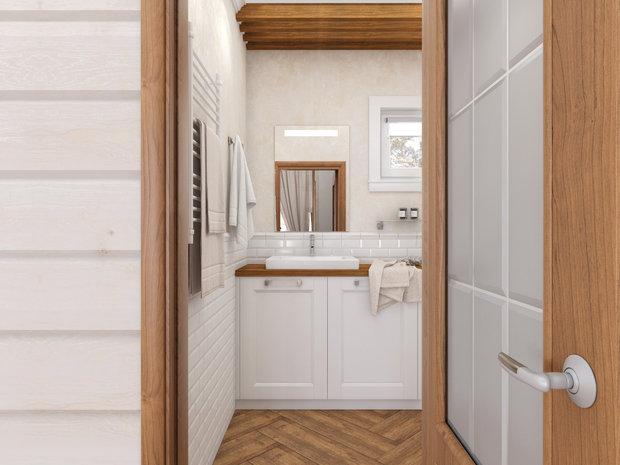 Фотография: Ванная в стиле Прованс и Кантри, Скандинавский, Проект недели, Дача, Ленинградская область, каркасный дом, Design by Tolsh – фото на INMYROOM