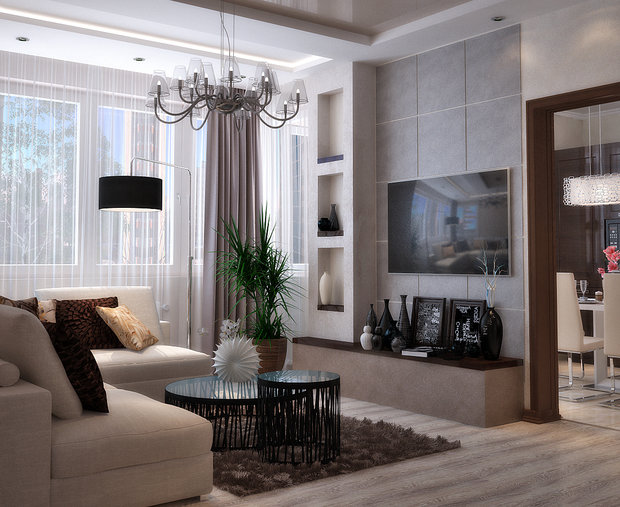 Фото из портфолио Нежный дизайн гостиной и кухни от Design Ideas Crimea – фотографии дизайна интерьеров на INMYROOM