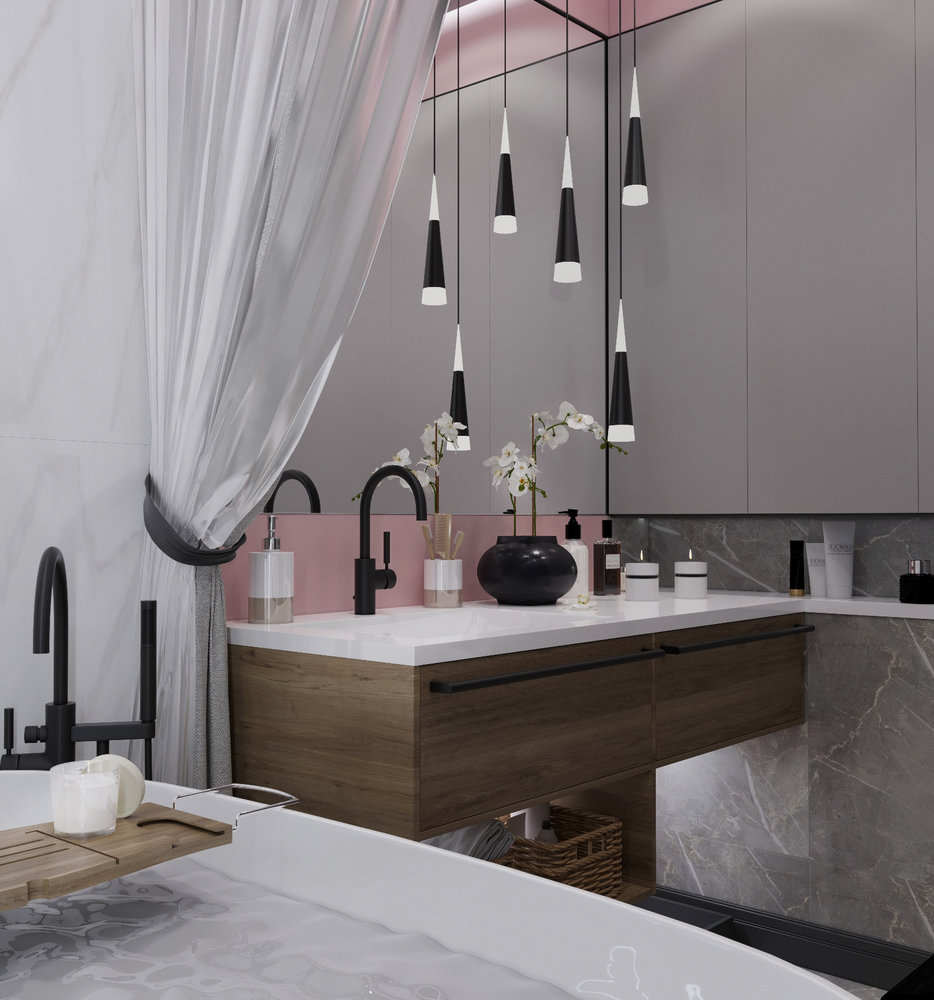 Фотография: Ванная в стиле Современный, Кухня и столовая, Гостиная, Детская, Спальня, Гардеробная, Квартира, Проект недели, Зеленый, Синий, Розовый, 3 комнаты, 60-90 метров, ПРЕМИЯ INMYROOM – фото на INMYROOM