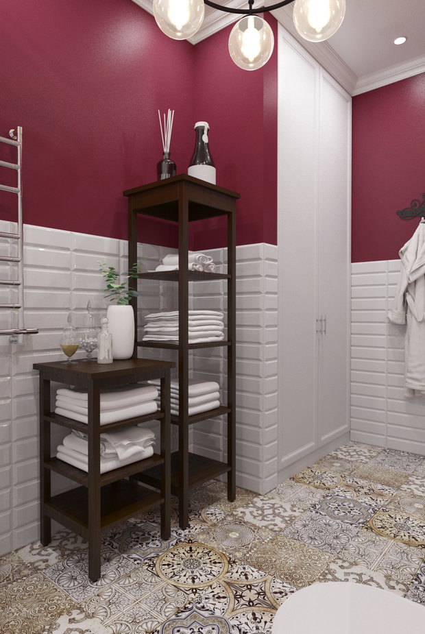 Фотография: Ванная в стиле Прованс и Кантри, Скандинавский, Квартира, Студия, Проект недели, Сургут, новостройка, кухня в нише, Диляра Сайфутдинова, Монолитный дом, 40-60 метров – фото на INMYROOM