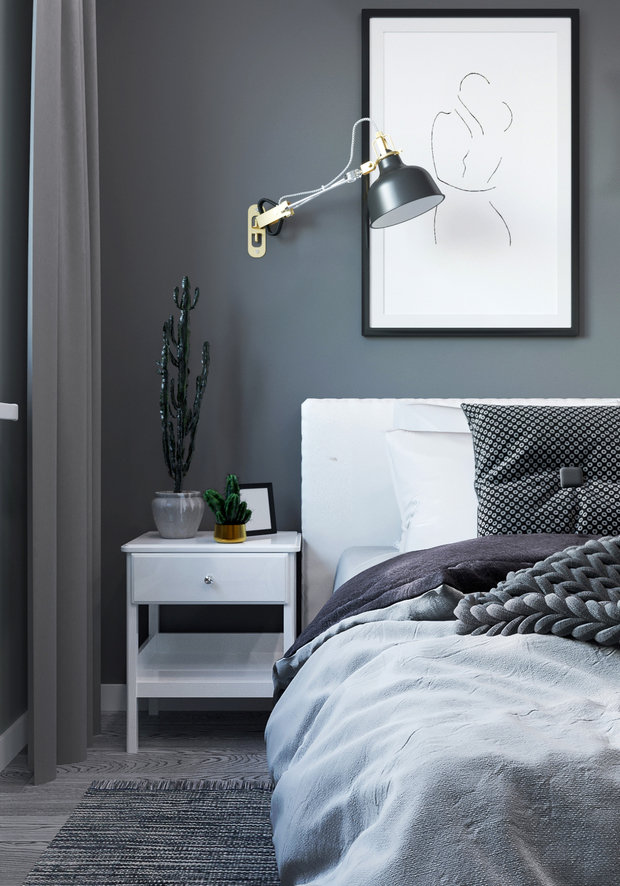 Фотография: Спальня в стиле Скандинавский, Квартира, Проект недели, Минск, 3 комнаты, 60-90 метров, Монолитно-кирпичный, Ирина Горячко – фото на INMYROOM