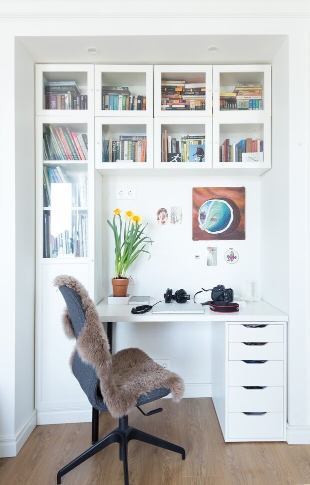 Фотография: Кабинет в стиле Скандинавский, Квартира, Проект недели, Москва, Мария Шумская, 2 комнаты, 40-60 метров, Анна Явишкина, Sweet Home Design – фото на INMYROOM