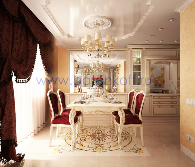 Фото из портфолио Дизайн проект кухни в классическом стиле на Юмашева от дизайн студии Батенькофф. – фотографии дизайна интерьеров на InMyRoom.ru