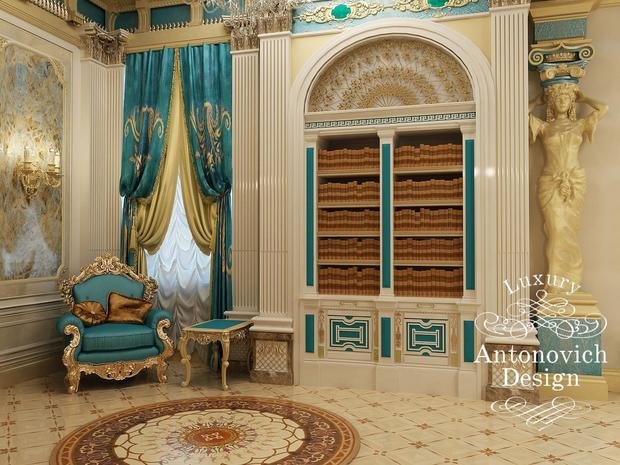 Фото из портфолио Дизайн рабочего кабинета. Елена Антонович и ее роскошная классика – фотографии дизайна интерьеров на InMyRoom.ru